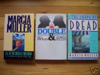 Lot of 3 HBDJ by Marcia Muller - Double, The Shape of Dread & Till the Butchers Cut Him Down