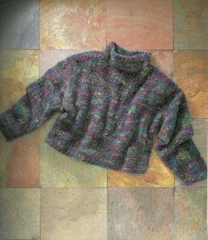 Bestselling Chic Cowl Neck PDF Knitting Pattern from SweaterBabe.com.