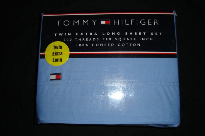 Tommy Hilfiger Solid Blue Twin XL Extra Long Sheet Set