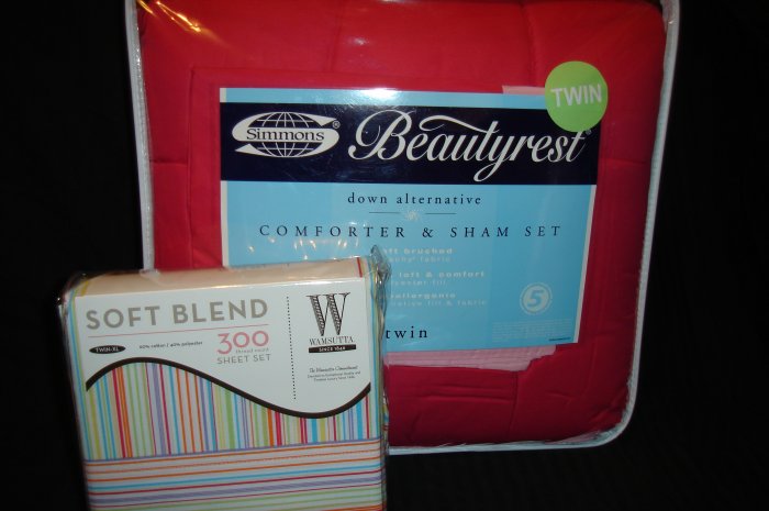 Hot Pink Sealy Down Alternative Comforter Set & XL Sheet Set Dorm Bedding
