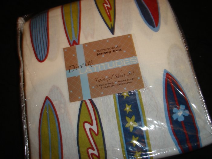 Divatex Surf Surfboard Twin Extra Long Sheet Set Dorm Bedding