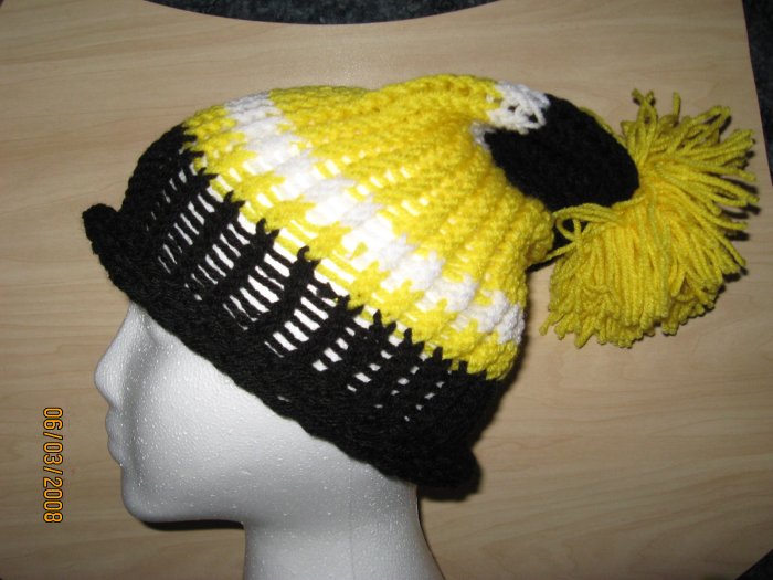 Pittsburgh Pride rollup knit hat with pom-pom