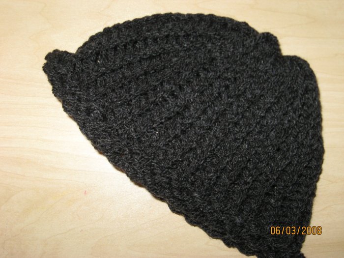 Child's dark gray rollup knit hat