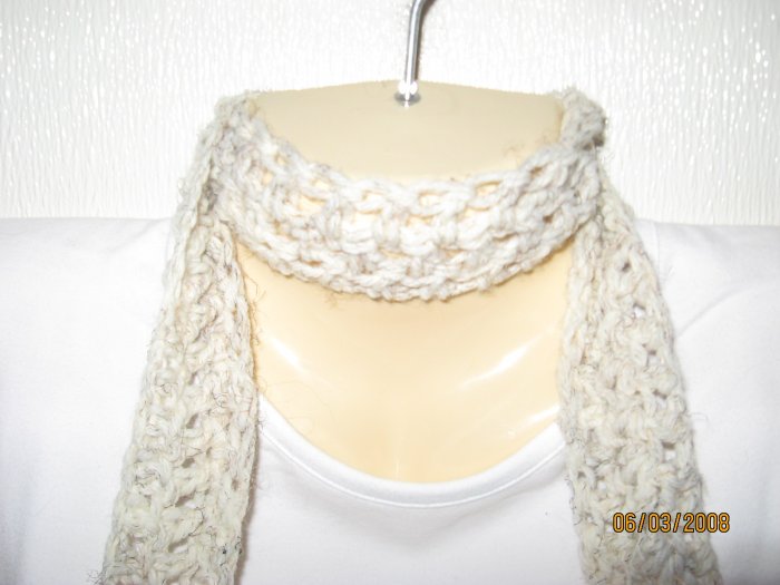 Cream & More crocheted scarf
