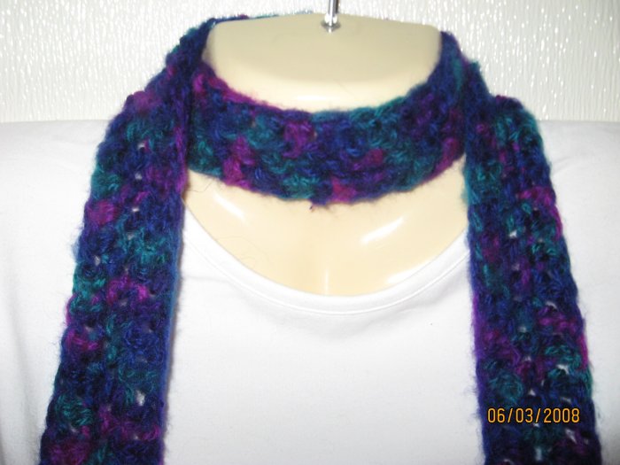 Crazy Purples corcheted scarf