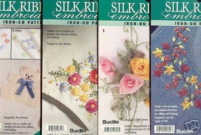4 New Embroidery Ribbon Iron on Patterns ~Bucilla ~f