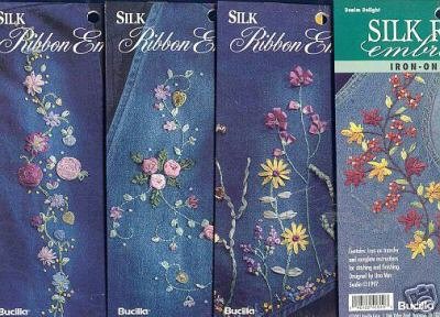 4 New Silk Embroidery Ribbon Iron on Patterns~Bucilla h