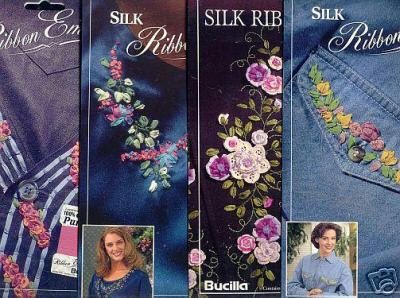 4 New Silk Embroidery Iron on Patterns by Bucilla ~b