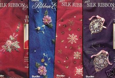 4 New Embroidery Ribbon Iron on Patterns ~Bucilla ~g