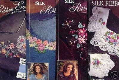 4 New Ribbon EMBROIDERY Iron on Patterns by Bucilla ~c