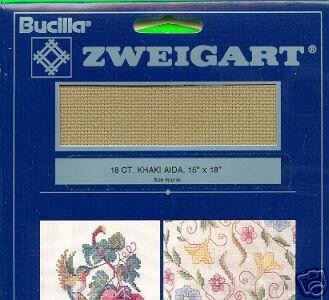 Bucilla 18ct Khaki Aida~Cross Stitch Fabric