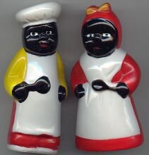 Chef and Aunt Jemima with spoons S & P shakers
