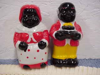Aunt Jemima and Uncle Remos Salt & Pepper (Polka Dot)