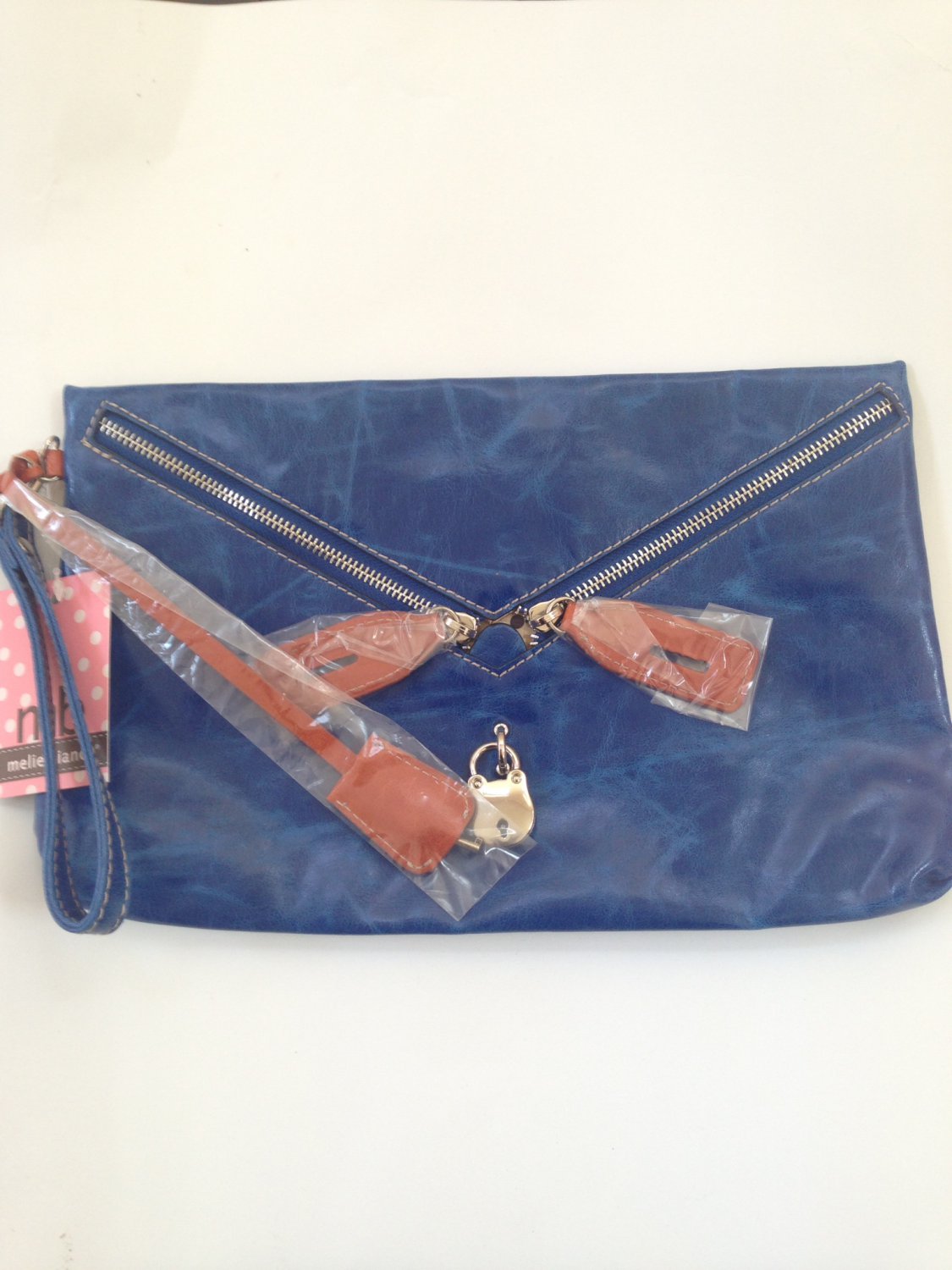 Melie Bianco Blue Flap Clutch