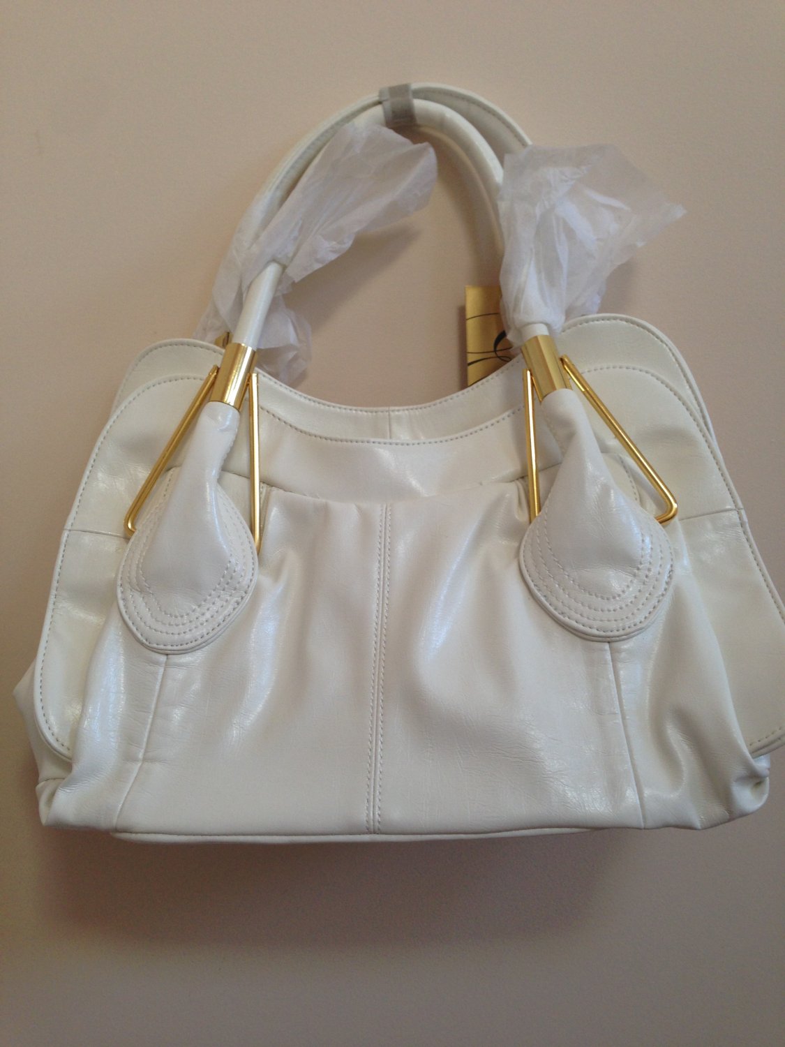 White Levone Faux leather handbag New with tags
