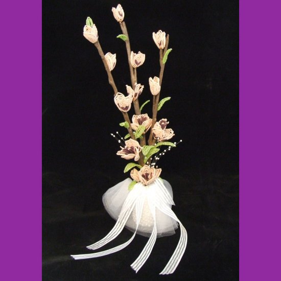 Peach Blooms & Pearls Bridal Bouquet