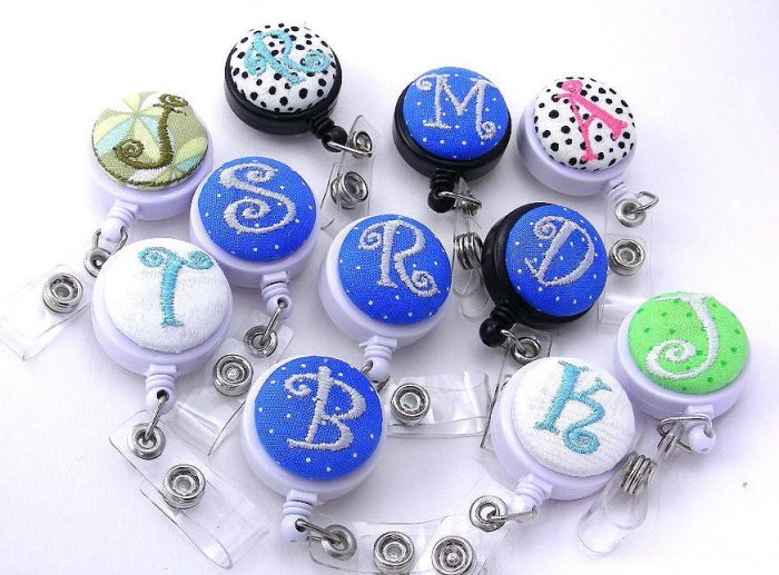 Monogrammed Badge Reel - Id Holder- Your choice of Letter