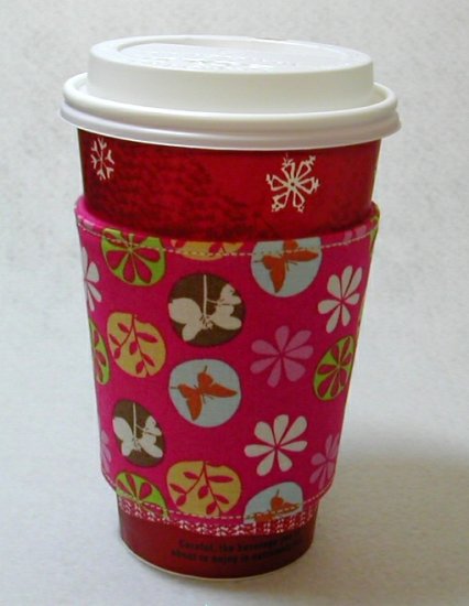 Coffee Cozy Cup Sleeve - Hot Pink Floral