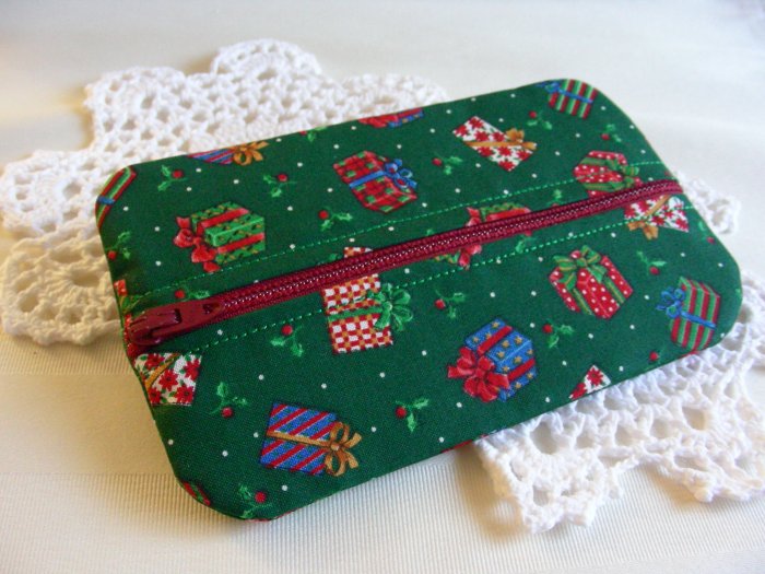 SALE Zipper Pouch - Zippy - Tissue - Jewelry Holder Holiday Print