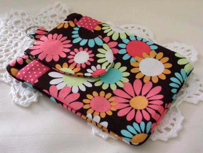 Large Cell Phone Ipod Gadget Holder - Funky Flowers Michael Miller