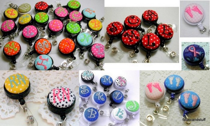 Monogrammed Badge Reel - Id Holder- Your choice of Letter