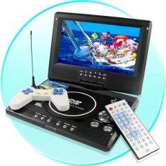 Elite Black Portable TV with DVD and Swivel Screen