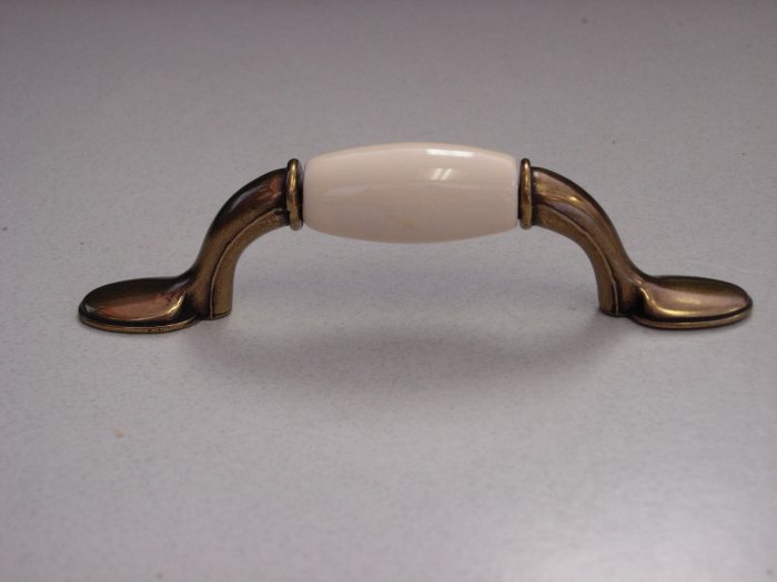10 Amerock Porcelain and Brass Cabinet Handles or Pulls