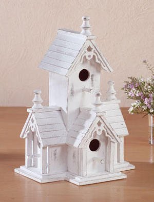 White Finished Wood Victorian Birdhouse