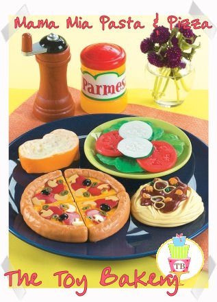 Child Pretend Kitchen Play Toy Food Pasta, Pizza & Salad Set