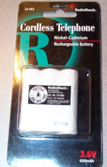 Radio Shack Cordless Phone Battery 23-963 New 3094 325
