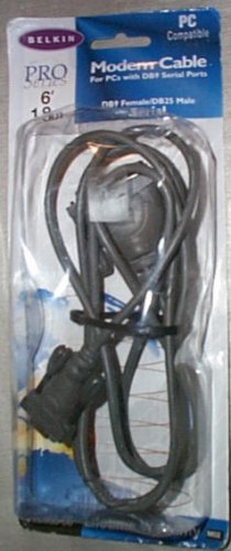 Belkin Pro Series AT Serial Modem Cable DB25F to DB9 6-Ft NEW