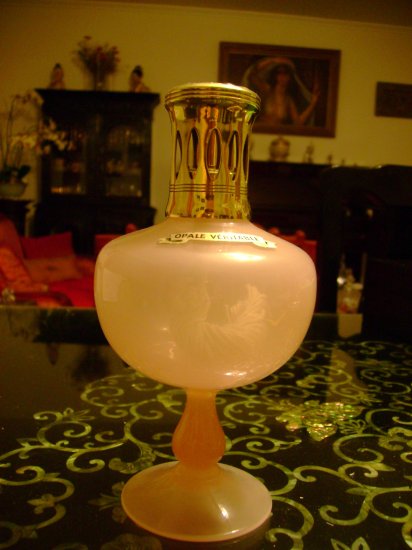 1960's pink opaline Lampe Berger
