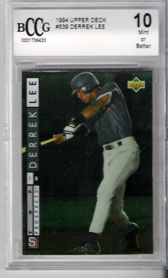 1994 UPPER DECK BCCG DERREK LEE GEM 10 ROOKIE CARD CHICAGO CUBS