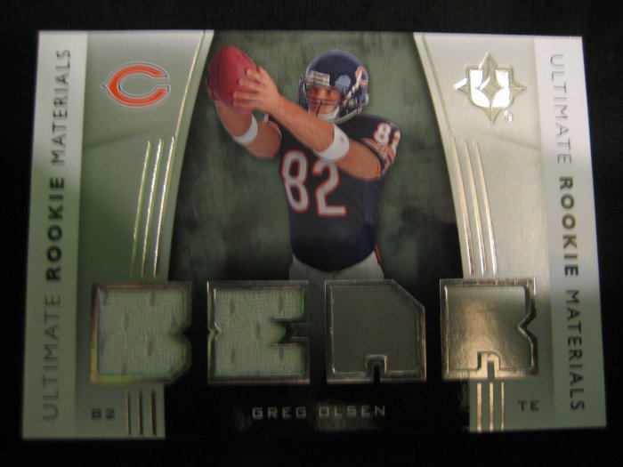 Greg Olsen 2007 Upper Deck Ultimate collection double patch jersey rookie card Chicago Bears