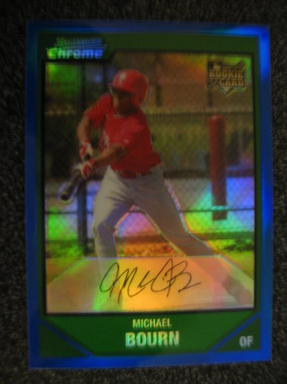 Micheal Bourn 2007 Bowman Chrome Blue Refractor rookie card Huston Astros