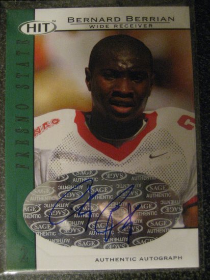 Bernard Berrian 04 Sage Hit Autographed rookie card Vikings