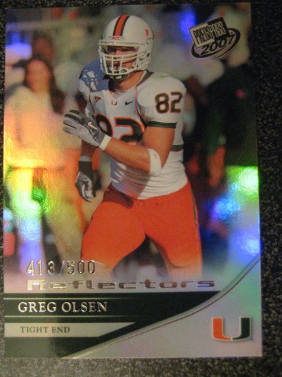 Greg Olsen 07 Press Pass rookie Reflectors rookie card Chicago Bears #413/500