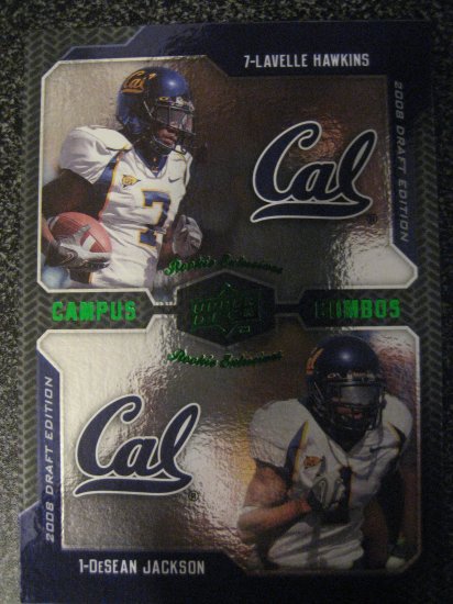 Lavelle Hawkins DeSean Jackson 08 Upper Deck Campus Combos rookie card