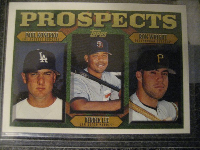 Derrek Lee Paul Konerko Ron Wright 97 Topps rookie card Chicago Cubs