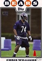 Chris Williams 08 Topps rookie card Chicago Bears 08 1st rnd Pick