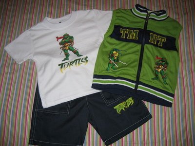 NINJA TURTLES SHORTS, TOP & VEST SET