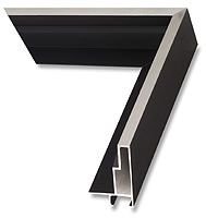 Canvas floater frame, Brushed Silver on Matte Black