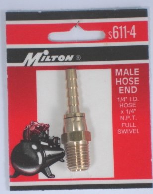 BRASS MALE FULL SWIVEL HOSE FITTINGS S611-4 MILTON