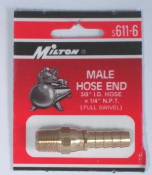 BRASS MALE FULL SWIVEL HOSE FITTINGS S611-6 MILTON