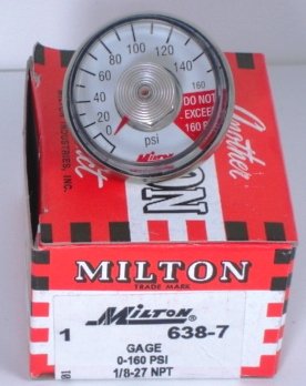 638-7 GAGE 0-160 PSI, 1/8 -27 MALE NPT MILTON 638-7