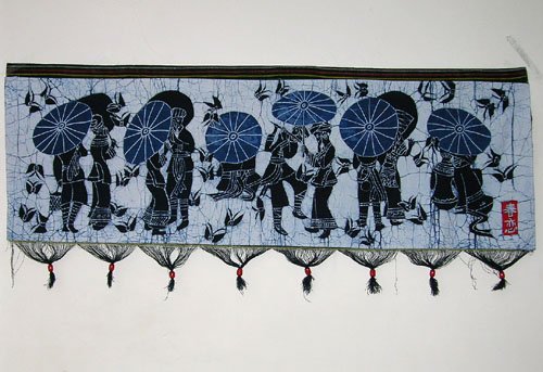 chinese batik art mural painting-spring loving
