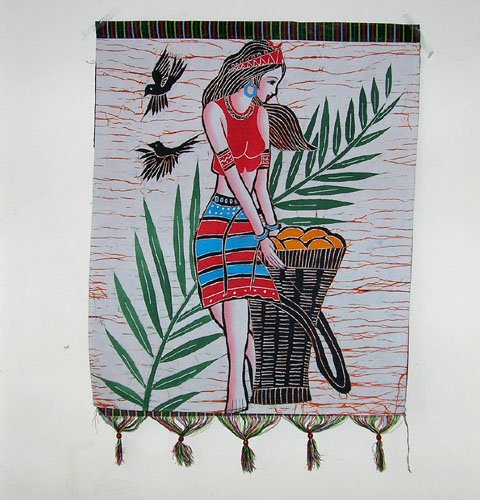 chinese batik art mural painting- foison season