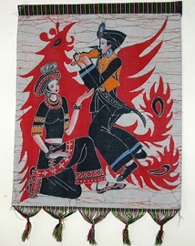 chinese batik art mural painting -flappy phenix