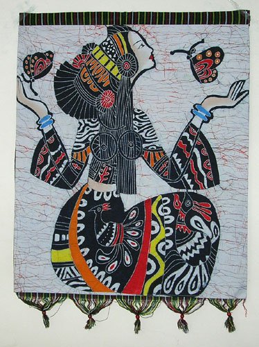 chinese batik art mural painting- butterfly girl