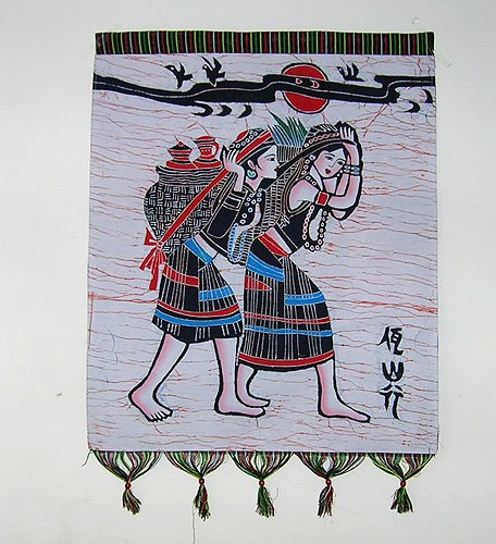 chinese batik art mural painting-Wa nationality's tour